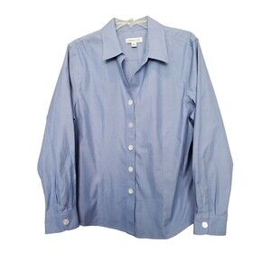 Coldwater Creek No Iron Cotton Large Button Long Sleeve Button-Up Top Size XL